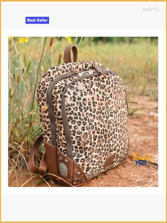Genuine Leather Mini Leopard Print Backpack with Laptop Pocket main image 4